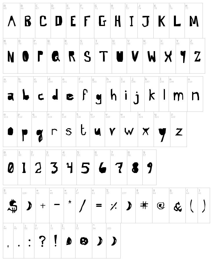 Brand New Day (Midnight) font map